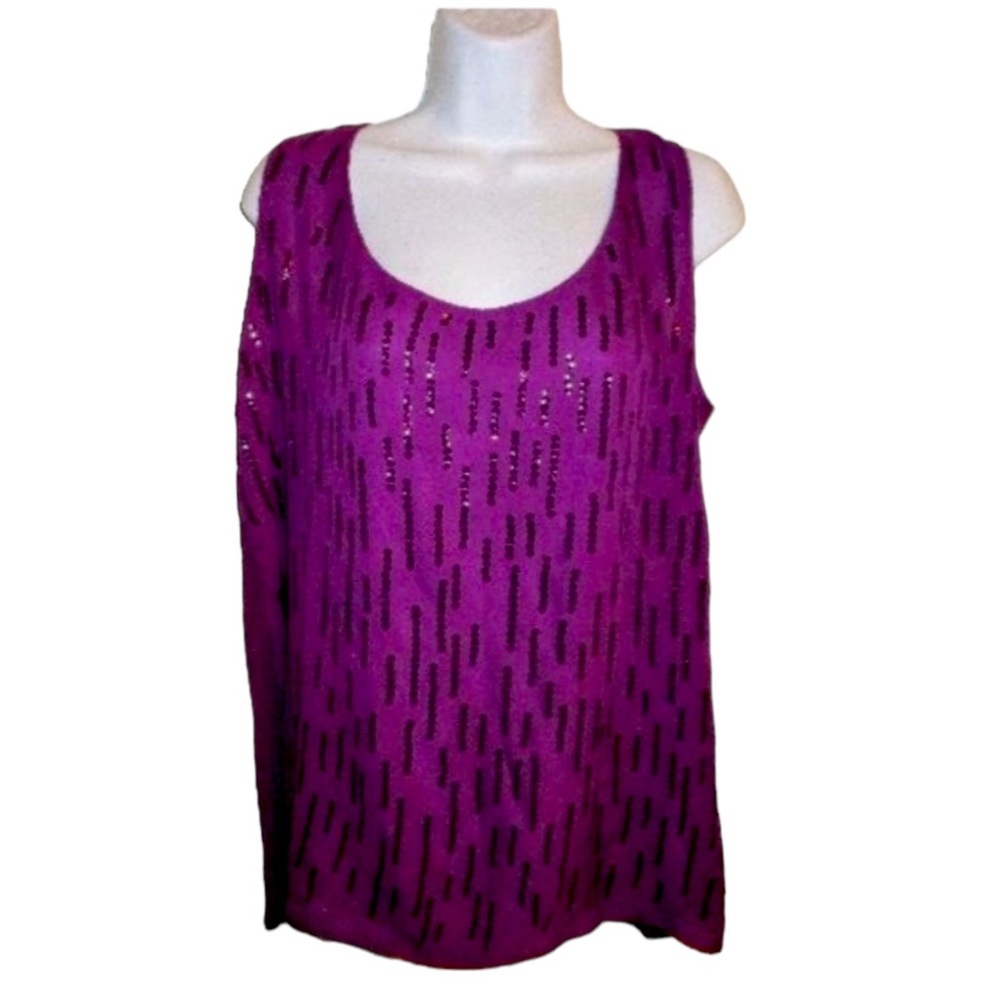 Anne Klein Purple Sequin Tunic SZ 0X